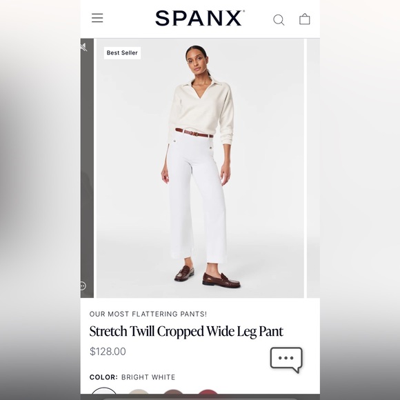 SPANX Pants - Spanx. Stretch Twill Cropped Wide Leg Pant. Small. Worn twice.
